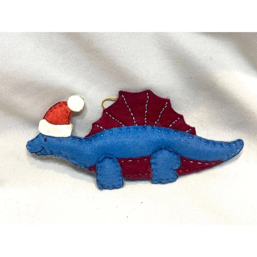 5 Felt Hand Made Vintage Dinosaur Ornaments